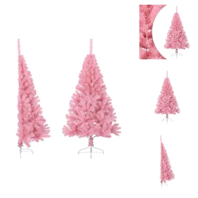 Immagine prodotto di vidaXL Mezzo albero di Natale artificiale con supporto Rosa 150 cm PVC - Alberi di Natale