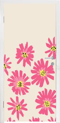 Produktbild von MuchoWow® Türtapete Selbstklebende Türfolie Blumen - Muster - Minimalismus 90x215 cm Türposter Türaufkleber Klebefolie Türklebefolie - Plakat an der Tür - Türsticker - Aufklebern