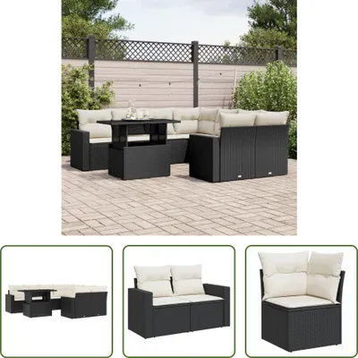 Produktbild von The Living Store 9-tlg. Garten-Sofagarnitur mit Kissen Schwarz Poly Rattan