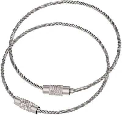 Zdjęcie produktu dla Lina ze stali nierdzewnej do wędrówek, długość 13 cm, do uprawiania sportu i podróży, z możliwością łączenia, opakowanie 20 sztuk, do mocowania do bagażu