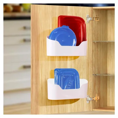 Produktbild von 2 Stück selbstklebende Deckel-Organizer für Schranktüren und Mülleimer (Weiß)