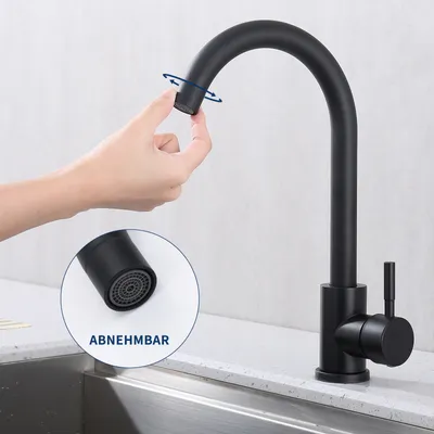 Produktbild von Wasserhahn Küche,Hochdruck Küchenarmatur,Edelstahl Spültischarmatur 360° Schwenkbare,Mischbatterie Armatur,Schwarz Küchenarmaturen,Kitchen Tap