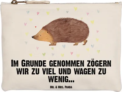 Produktbild von Mr. & Mrs. Panda Kosmetiktasche Igel Herzen Grösse XL Große - Weiß - Geschenk, beauty case, Liebe, Herz, Kulturbeutel, Federmappe, Leben, Lustige Sprüche, Kuss, Etui