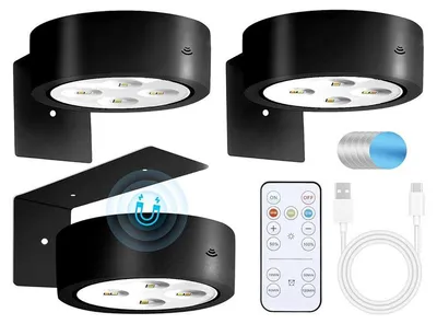 Produktbild von LED Bildbeleuchtung,3 Stück Akku Wandleuchte Innen,LED Wandlampe mit Fernbedienung,Timer,3 Farbtemperaturen,für Bilder Dartboard Fotorahmen Portrait