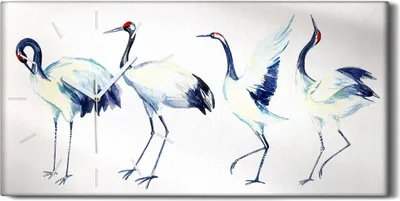 Produktbild von Leinwand Uhr Küche Wohnzimmer Bild 60x30 Malerei Abstrakte Tiere Vögel Kunst - weiße Hände