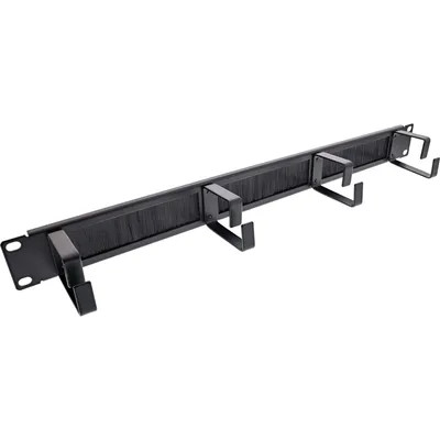Produktbild von InLine 19" Kabel Durchführungsplatte mit 4 Bügel, 1HE, RAL 9005 schwarz, Kabelmanagementtafel, Schwarz, 1 Stück(e), 506 g