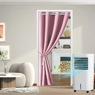 Produktbild von 132x244cm Verdunkelung Türvorhang mit Öse, Thermoisolierte Vorhänge, Rosa