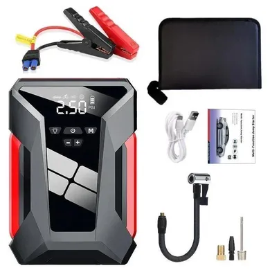 Immagine prodotto di Avviatore per auto, compressore d'aria, power bank portatile, 10000 mAh