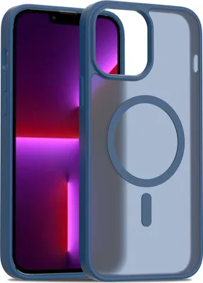 Immagine prodotto di Custodia magnetica per iPhone 13 Pro Max, compatibile con MagSafe, retro traslucido opaco, resistente agli urti Blu scuro