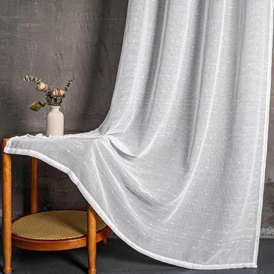 Image de Rideaux voilés translucides, chambre d'enfant, salon, lot de 2, style moderne, blanc, rayures, motifs d'yeux, transparents, rideaux décoratifs pour la chambre à coucher, 260 x 140 cm
