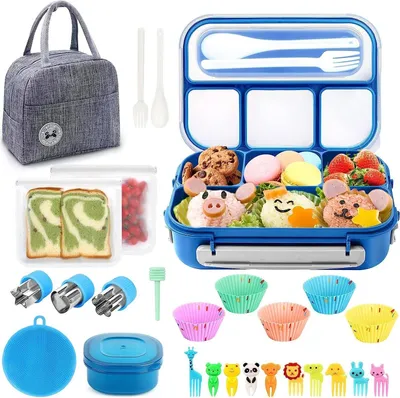Produktbild von 27 Stück Bento Box, Auslaufsicher und mit FächernGeeignet als Lunchbox blau