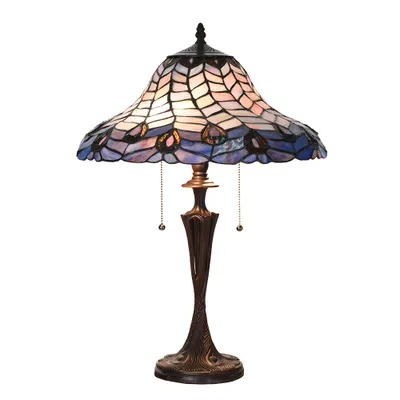 Produktbild von Clayre & Eef Tiffany Tischlampe Ø 40x60 cm Blau Violett Glas