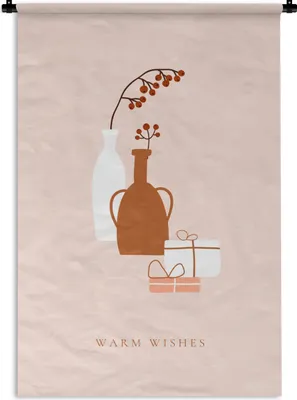 Produktbild von MuchoWow® Wandteppich Wandbehang Winter - Zitat - Pastell 90x135 cm Tapisserie Dekoration Wandtuch - Baumwolle - Wandskulptur