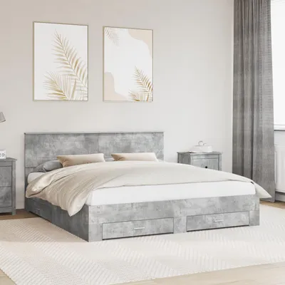 Immagine prodotto di vidaXL Giroletto con testiera grigio cemento 180 x 200 cm Materiale a base di legno