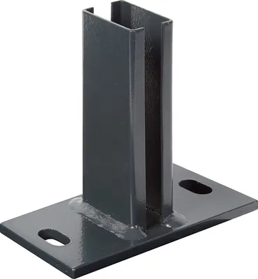 Zdjęcie produktu dla Alberts 686987 Wspornik słupka ogrodzeniowego do podwójnej siatki drucianej, do przykręcenia, cynkowany ogniowo, powlekany tworzywem sztucznym w kolorze antracytowym RAL 7016, płyta 150 x 80 mm, do słupków 60 x 40 mm