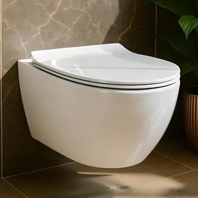 Produktbild von BADLAND Spülrandloses Hänge-WC ROLO inkl. Slim WC Sitz mit Absenkatomatik und Schallschutzmatte, Weiß aus Keramik