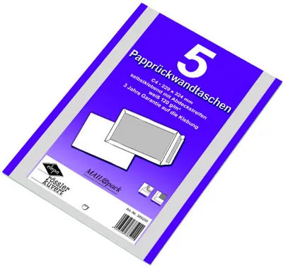 Produktbild von 5 Papprückwandtaschen C4 Versandtaschen Papprückwand