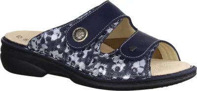 Produktbild von Finn Comfort Pantolette Zeno 5003-903080, Glattleder mit Stretcheinsatz, Dunkelblau, Weiches Fußbett zum Wechseln 38