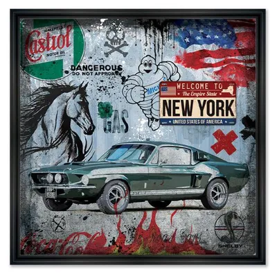 Image de Cadre en bois avec impression en PVC vernis "GT500 Green" - Noir - 80 x 80 cm - Collection Rubix