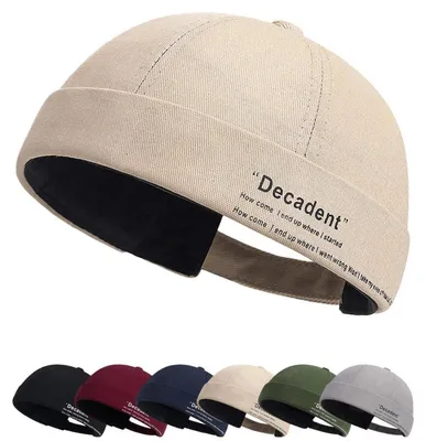 Immagine prodotto di Cappello da marinaio estivo, unisex, regolabile, in cotone, senza visiera, color beige