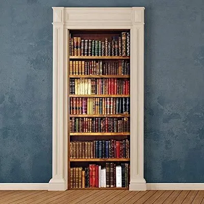 Image de Porte de bibliothèque CR-20315, décoration murale, couleur marron