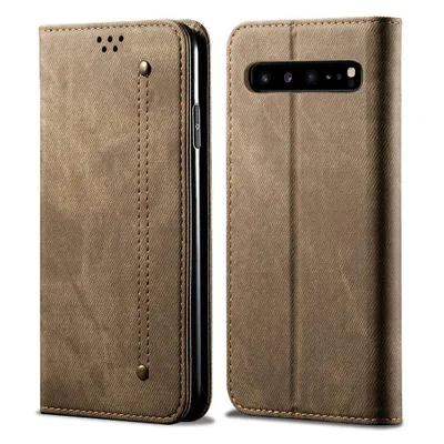 Obrázek produktu pro Galaxy S10 5G Pouzdro, Kožené Peněženkové Pouzdro s Magnetickým Uzavíráním a Pouzdro s Funkcí Stojánku pro Samsung Galaxy S10 5G Khaki