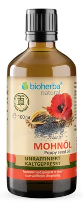 Produktbild von Bioherba Mohnöl kaltgepresst – Natürliches Mohnsamenöl 100 ml