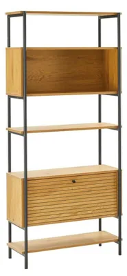 Zdjęcie produktu dla Regał na książki metalowy półka szafka 175 cm czarny do salonu