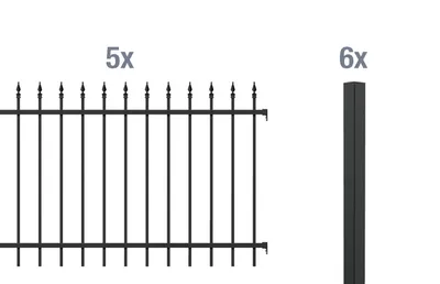 Produktbild von Alberts Zierzaun - Komplettset Chaussee, Höhe 120 cm, Länge 10 m, matt schwarz, zum Einbetonieren