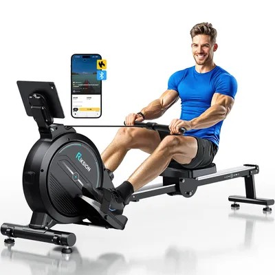 Produktbild von Riksion Rudergerät für Zuhause mit Magnet-Fitnesstrainer, APP & LCD, Rudergerät 16 Stufen Widerstand, Indoor-Gerät für das Home-Gym, 160 kg Kapazität