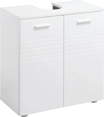 Image de Meuble sous lavabo - armoire de salle de bain - 2 portes - étagère réglable - à monter soi-même