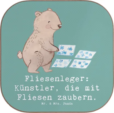 Produktbild von Mr. & Mrs. Panda Untersetzer für Gläser Fliesenleger Künstler - Meeresbrise - Geschenk, Naturstein, Tischuntersetzer, Berufsprodukte, Berufsliebe, Berufe, Berufspassion