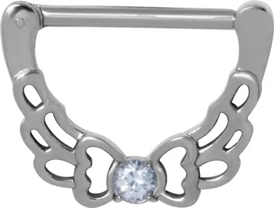 Produktbild von Karisma Segmentring Brust Clicker Piercing-Ring Schmetterling Zirkonia Weiss Edelstahl 316L Zirkonia Stärke 1,6x12mm