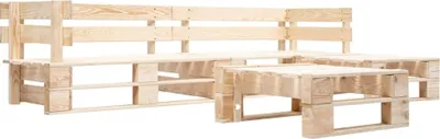 Produktbild von 4-tlg. Garten-Paletten-Sofagarnitur Holz Natur