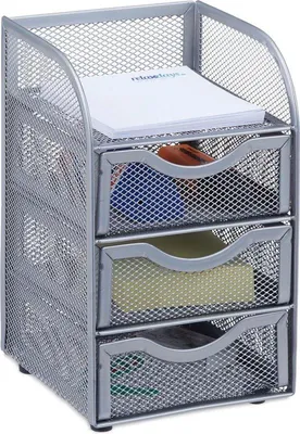 Image de Support de bureau Famanu avec 3 tiroirs - Gain de place - Structure en métal robuste
