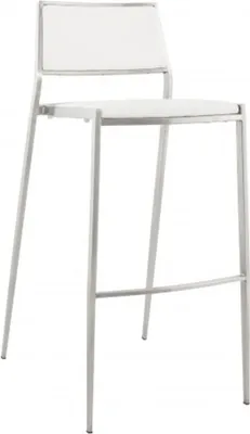 Produktbild von Casa Padrino Luxus Designer Barstuhl Weiß mit Rückenlehne, Barhocker, gepolstert - Barhocker