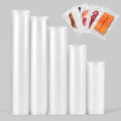 Produktbild von Vakuumbeutel, 5 Rollen Vakuumfolie, 30, 28, 25, 20, 15 x 500 cm, Vakuumbeutel für Lebensmittel, professionelle Qualität