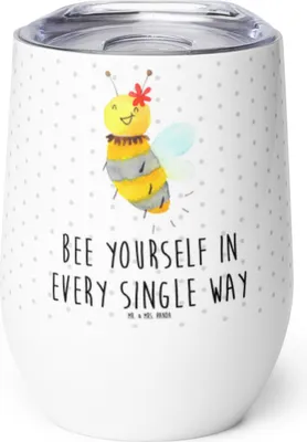 Produktbild von Mr. & Mrs. Panda thermosbecher Biene Blume - Weiß - Geschenk, Isolierbecher, Thermobecher, kaffee tasse, edelstahl, Thermo Becher
