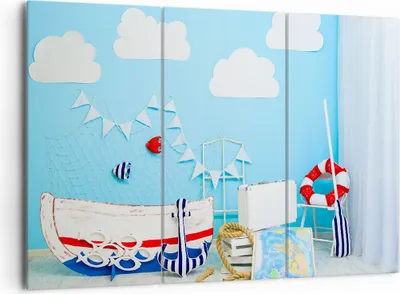 Produktbild von Bild auf Leinwand - Leinwandbild - Boot Anker Wolken Junge - 165x110cm - Wand Bild - Wanddeko - Leinwanddruck - Bilder - Kunstdruck - Wanddekoration - Leinwand bilder - Wandkunst - CE165x110-2940