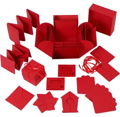 Image de Creativ Company Boîte cadeau explosion 12x12 cm rouge Carton