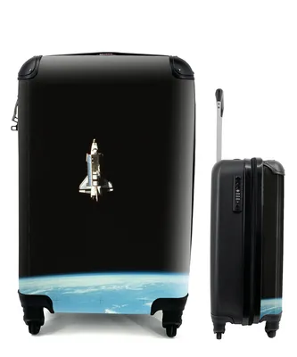 Produktbild von MuchoWow® Koffer Handgepäck Trolley Rollkoffer Kleine Reisekoffer mit 4 Rollen - Eine Satellitenansicht einer Raumfähre - Cabin Size < 55x40x23 cm & 55x40x20 cm - Fotokoffer - Kabinenkoffer - Boardgepäck - Reise-Box - Reisekoffer - Reisegepäck - Koffer mit Bild - Trolley für Kinder
