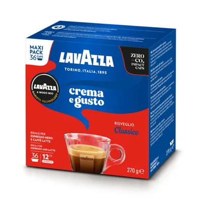 A product box for Lavazza coffee capsules.