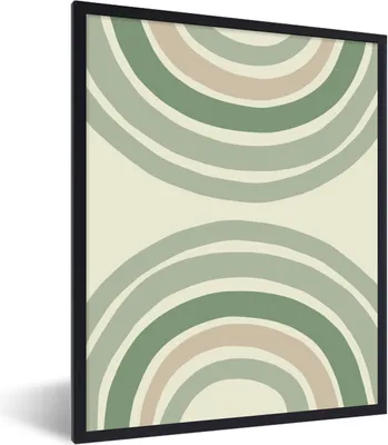 Produktbild von MuchoWow® Gerahmtes Poster Kreise - Grün - Regenbogen - Formen 60x80 cm - Poster mit Schwarzem Bilderrahmen Wandposter Rahmen Foto Bilder - Premium - Wanddeko Wohnzimmer