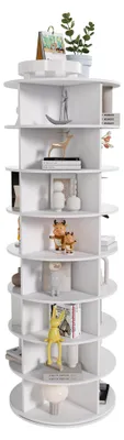 Immagine prodotto di Torre girevole per scarpe, scaffale rotante a 8 livelli, organizer per scarpe freestanding e girevole a 360°, per 32 paia di scarpe (8 livelli, bianco)