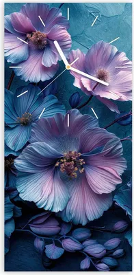 Produktbild von Wanduhr aus Glas mit Motiv Blumenmuster- 30 x 60 cm - inkl. Aufhängesystem
