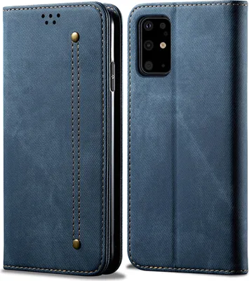 Produktbild von Galaxy S20 Plus Hülle, LaimTop Denim Leder Brieftasche Magnetverschluss Flip Bookstyle Schutzhülle mit Standfunktion für Samsung Galaxy S20 Plus Samsung Galaxy S20 Plus Blau