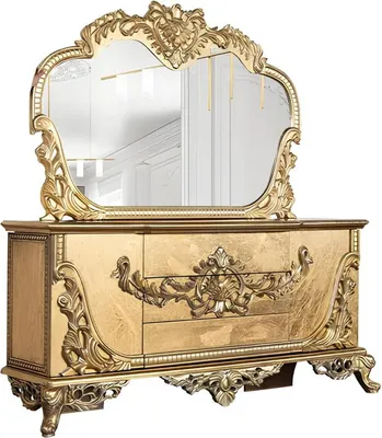 Produktbild von Set Kommode Spiegel Garnitur Kommoden Holz Gruppe Sideboard Möbel Barock