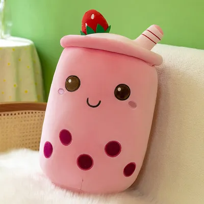 Produktbild von 360Home Bubble Tea Perlen Milch Tee Kissen Plüschtier Kissen  Rot 50cm