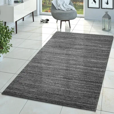 Produktbild von TT Home Teppich Modern Kurzflor Wohnzimmer Einfarbig Meliert Uni Grau Größe 60x100 cm