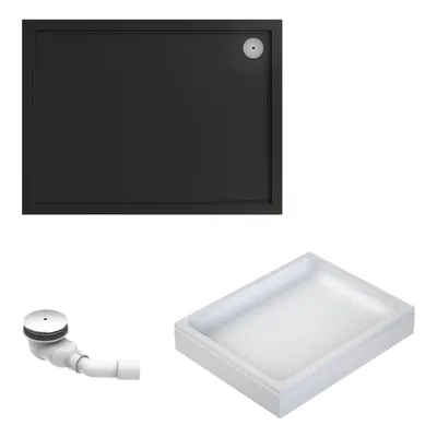 Produktbild von Schulte Duschwanne Adria 120x90 cm, Sanitäracryl Anthrazit, Set mit Wannenträger + Ablauf, Höhe 14 cm